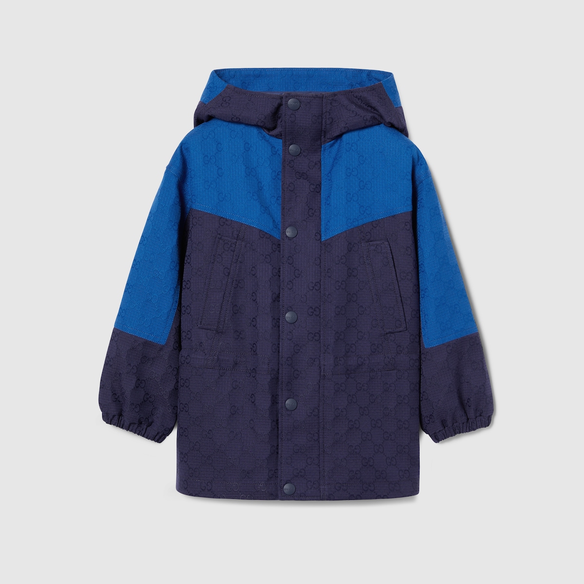 Children's GG cotton ripstop coat in blue and dark blue - thumbnail 4