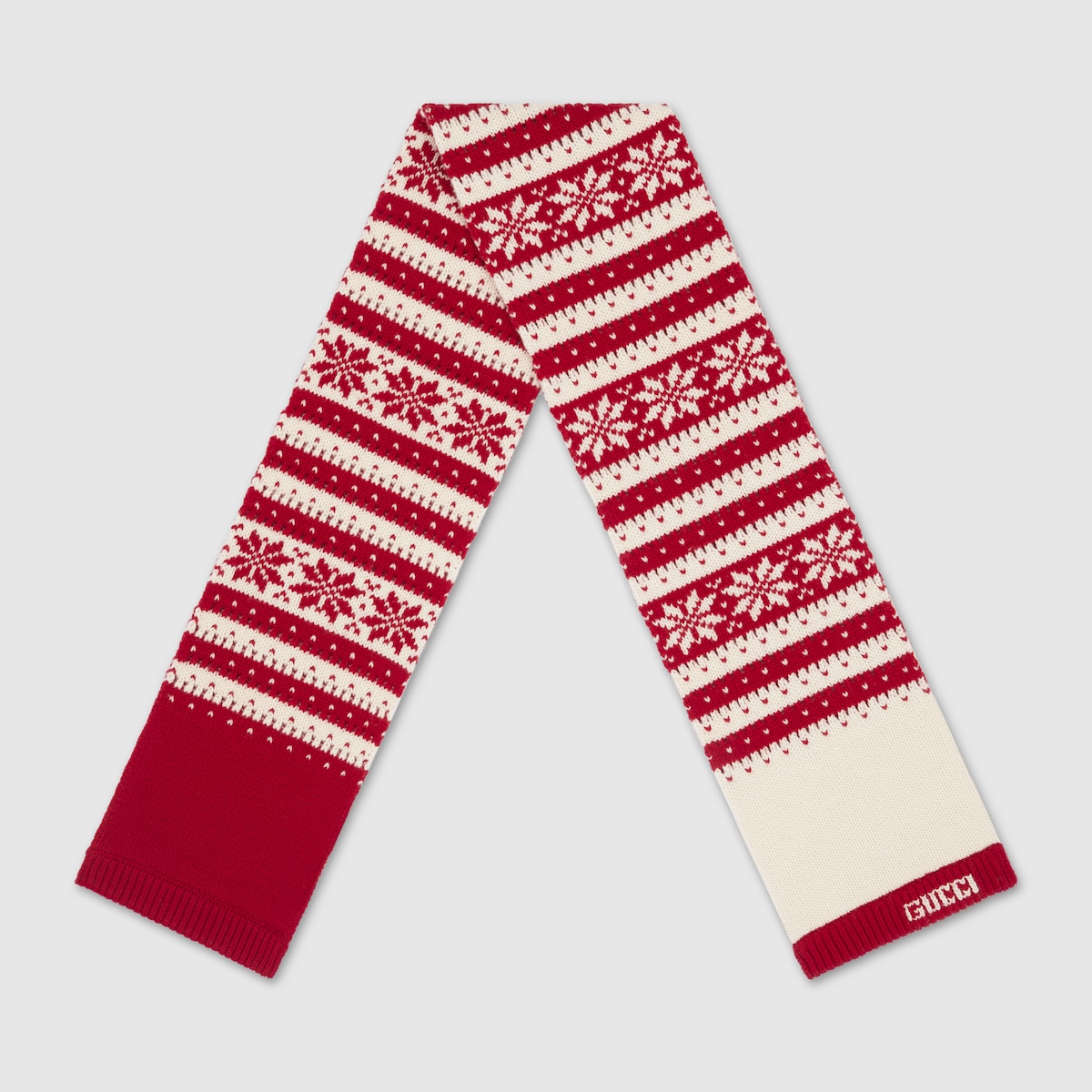 Children's scarf with Gucci logo in off white and red