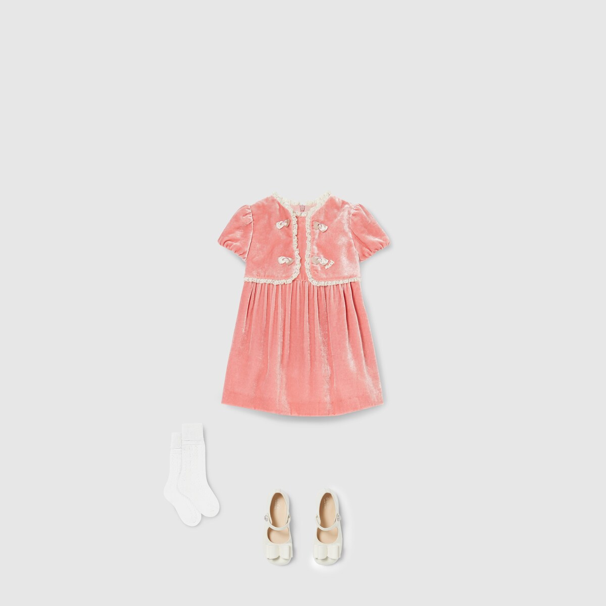 Baby velvet dress in light pink
