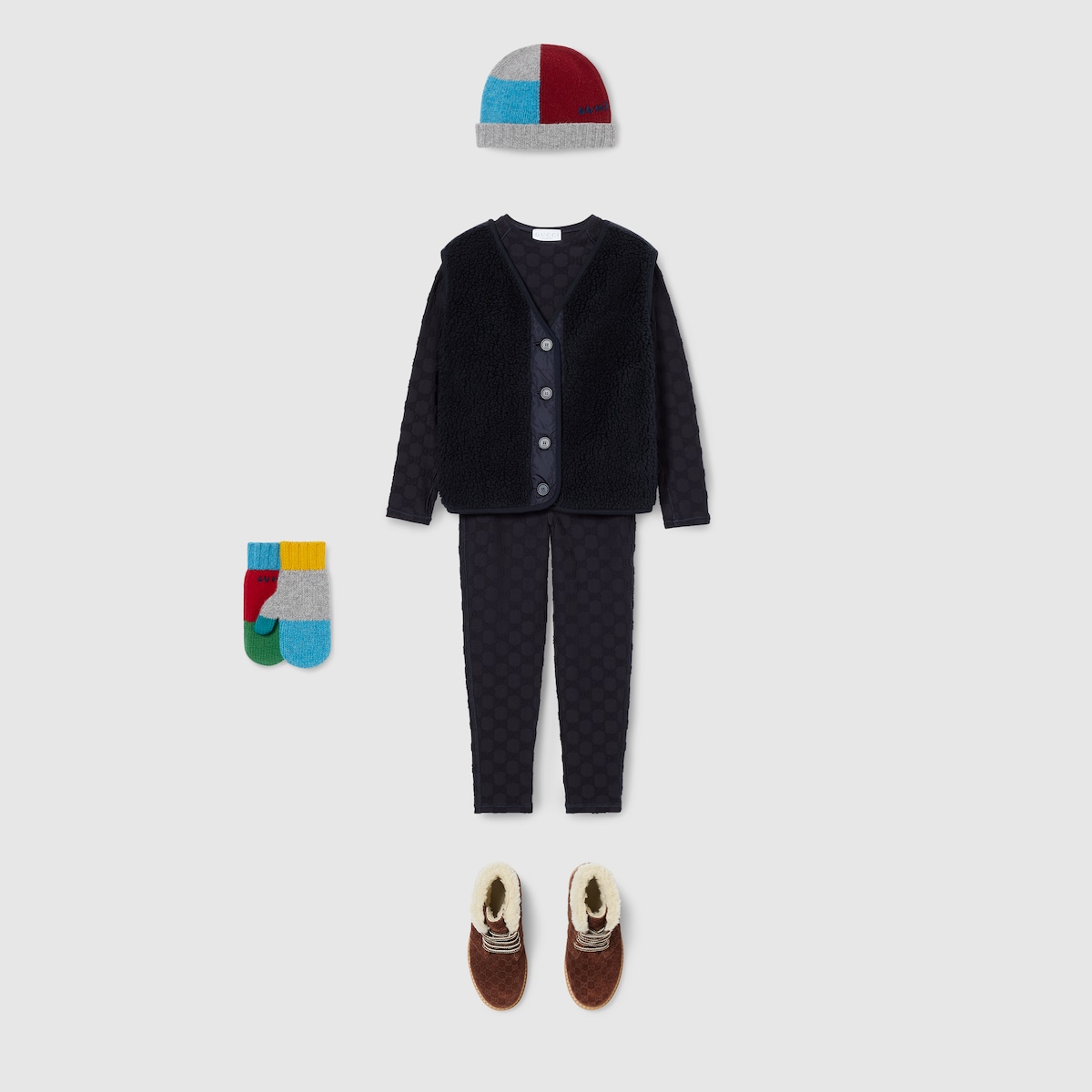 Children's GG terrycloth T-shirt in dark blue