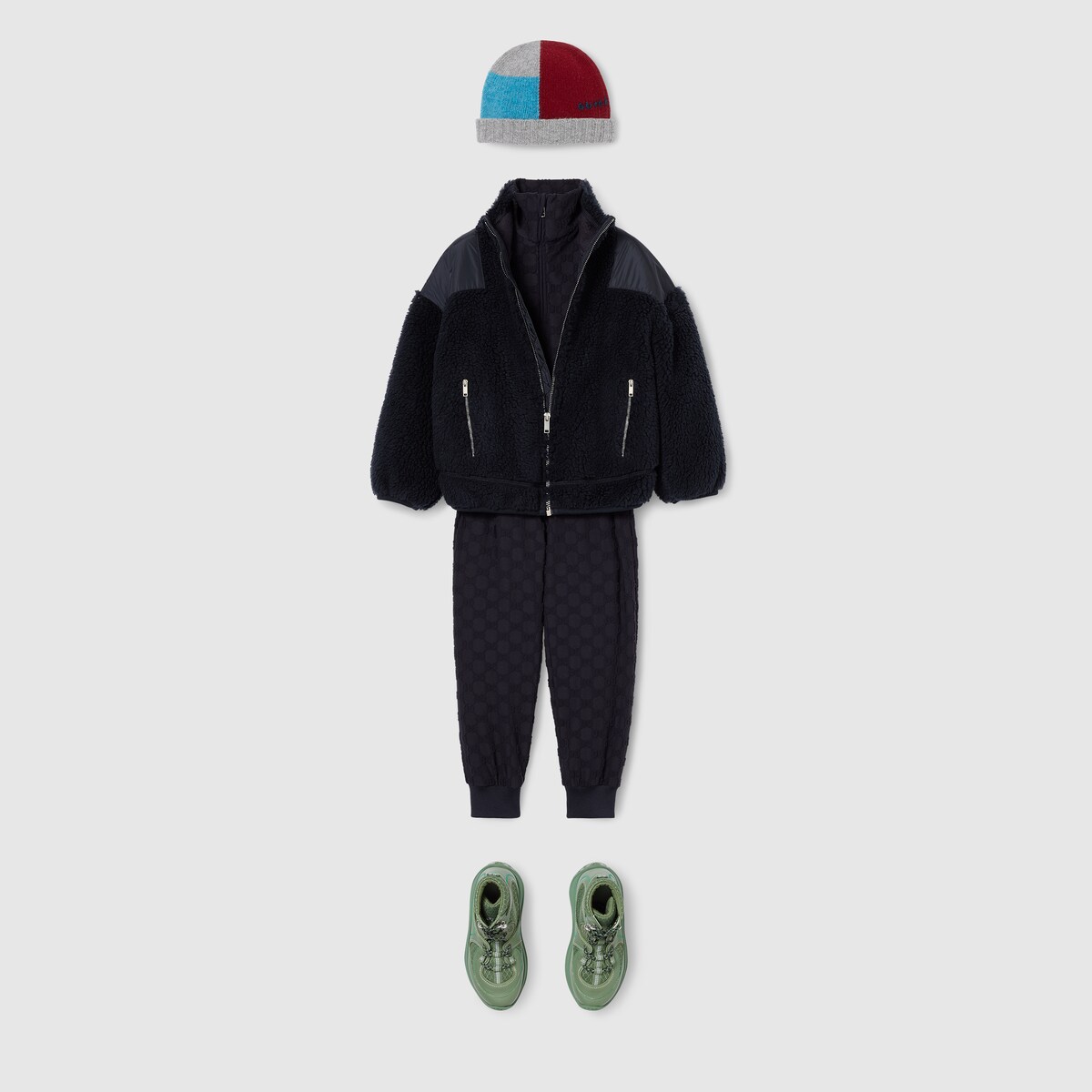 Children's GG fuzzy fabric jacket in dark blue