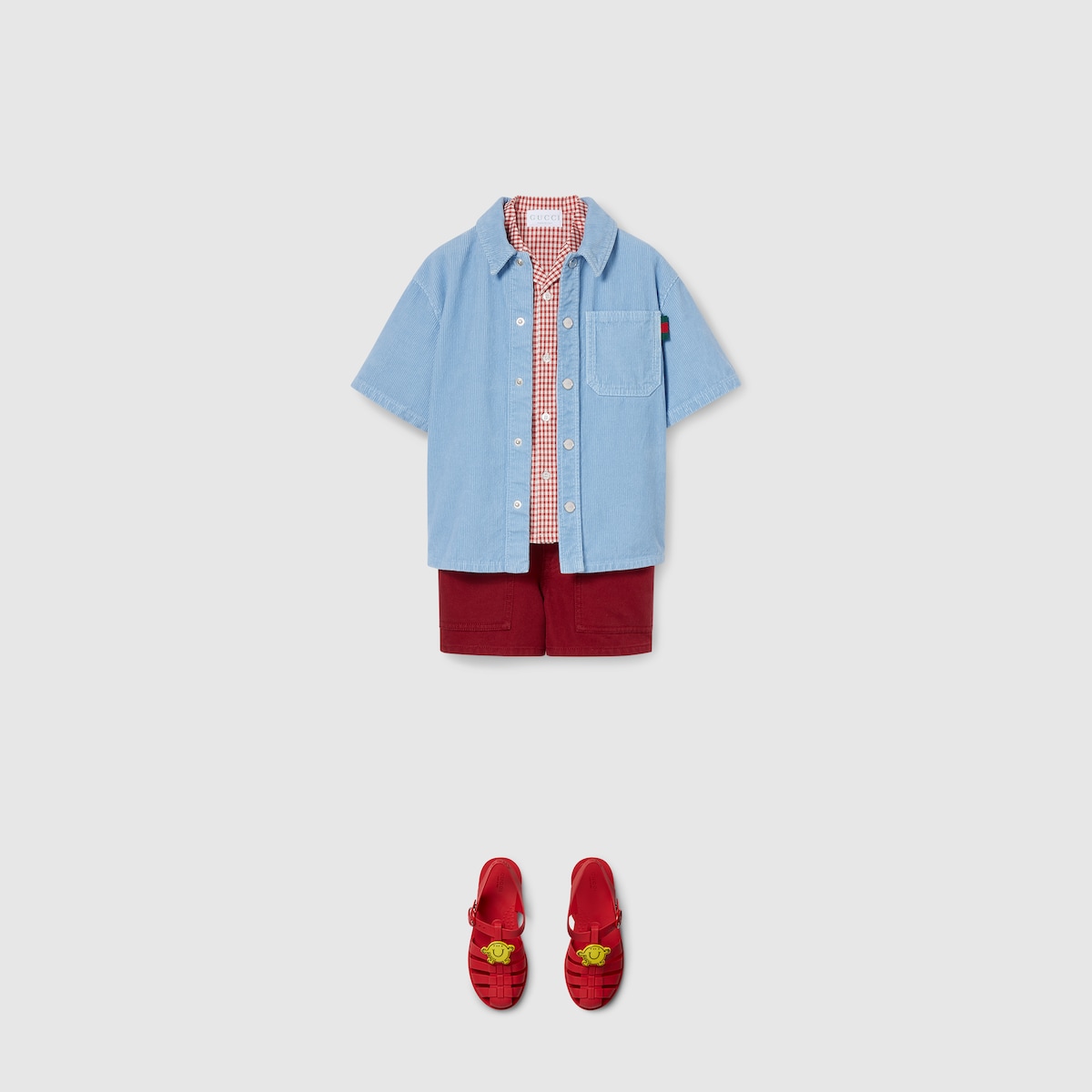 Children's cotton canvas shorts in red - thumbnail 4