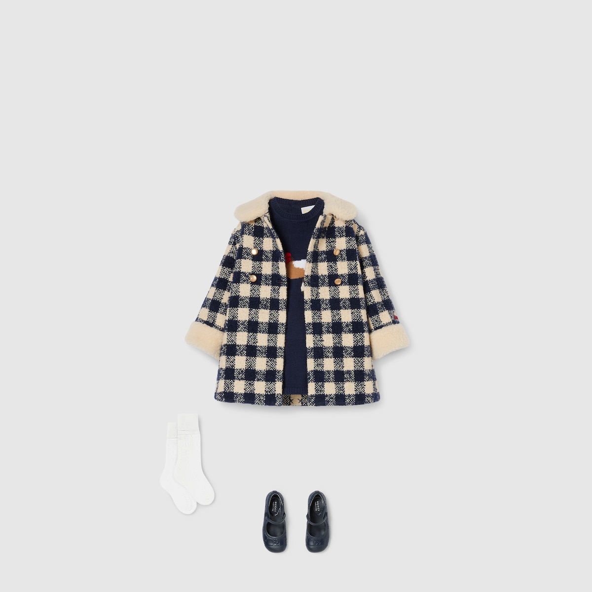 Baby wool dress in dark blue