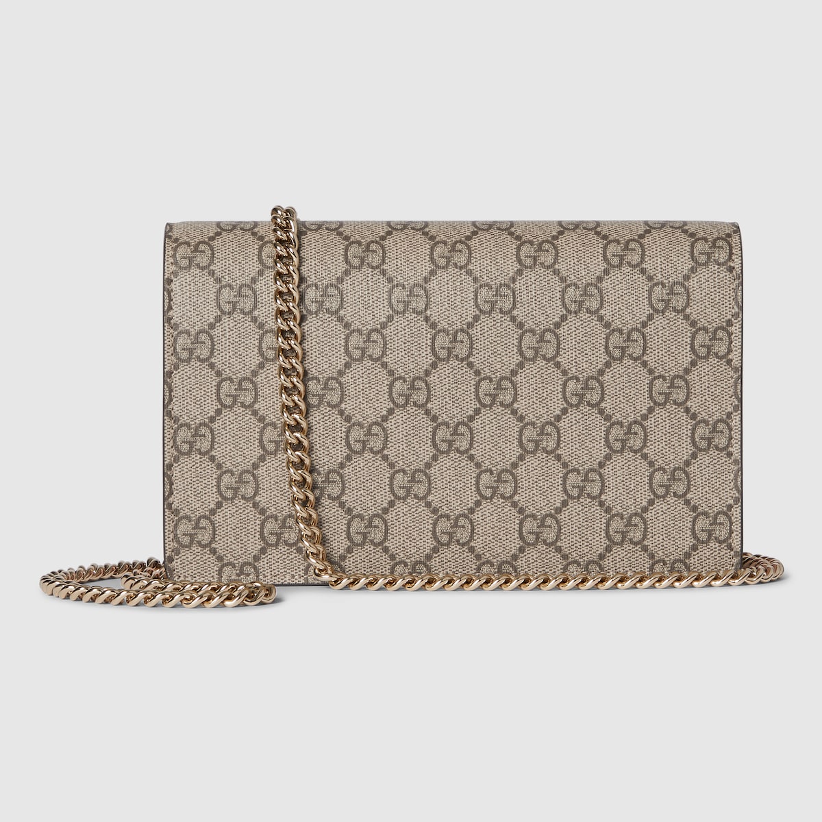 Bi-color GG Marmont wallet on chain in beige and black leather - thumbnail 10
