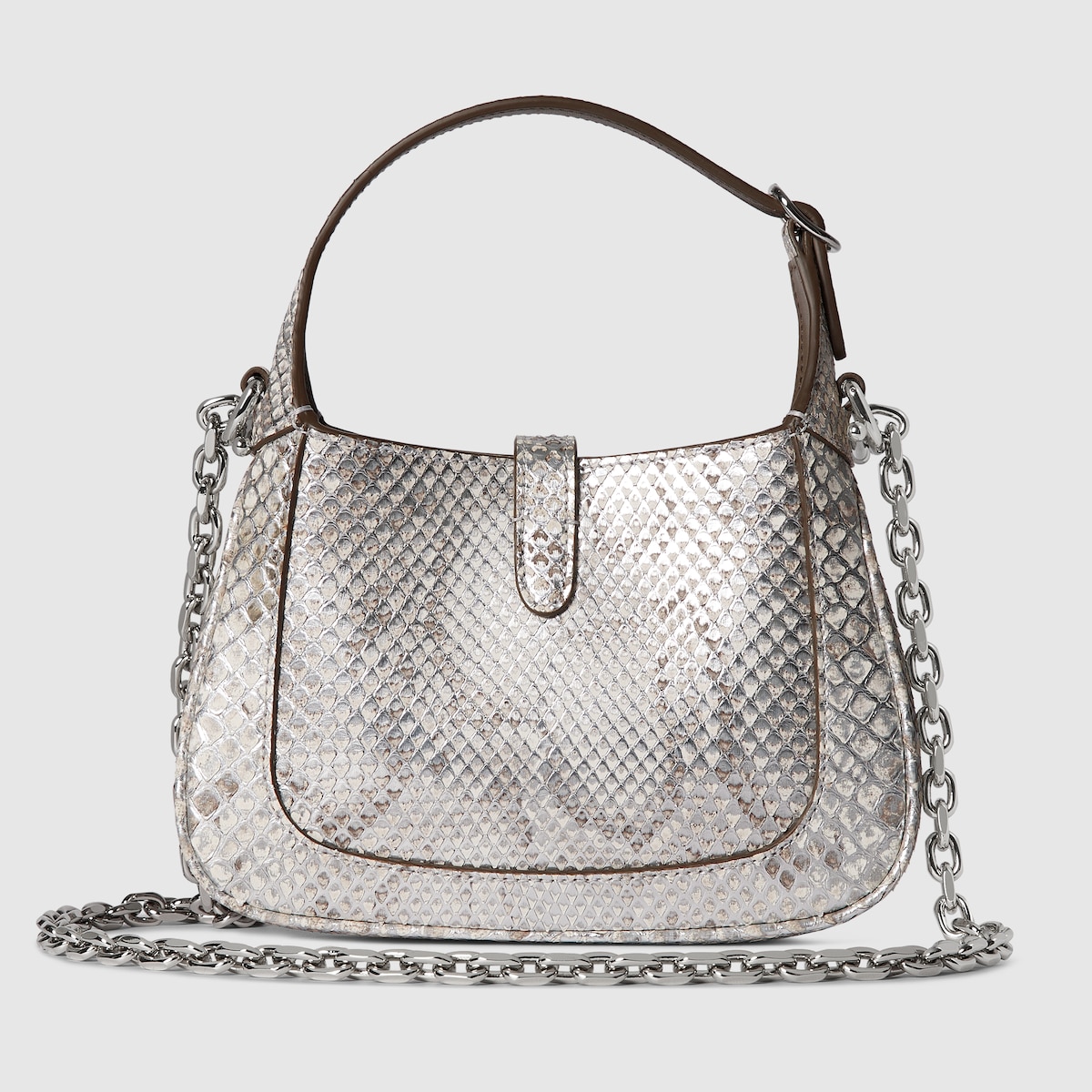 Gucci Jackie 1961 python mini bag in metallic silver | GUCCI® AE