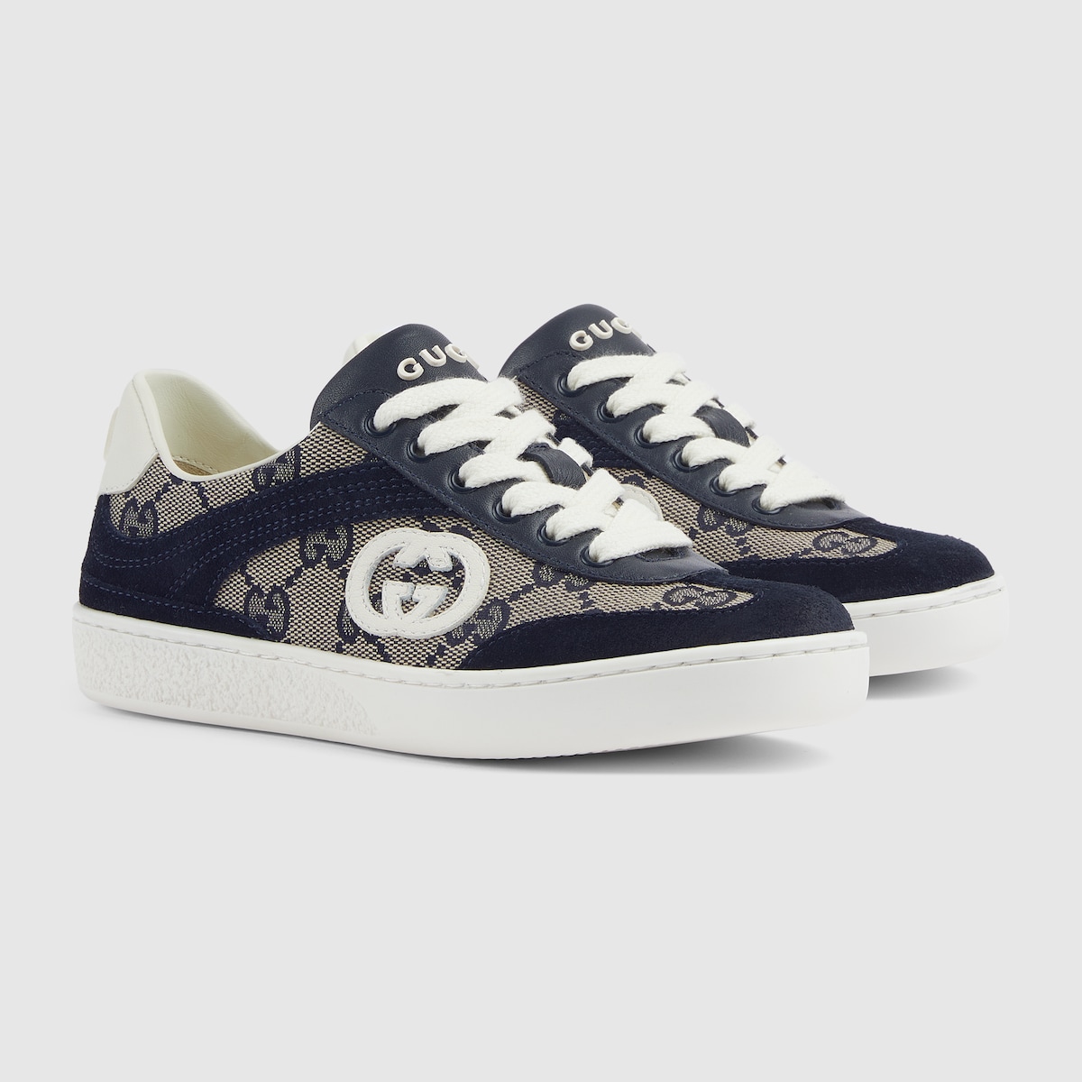 Children's G74 sneaker in beige and blue GG canvas - thumbnail 4