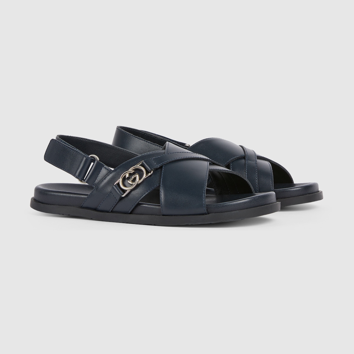 Children's sandal in dark blue leather - thumbnail 5