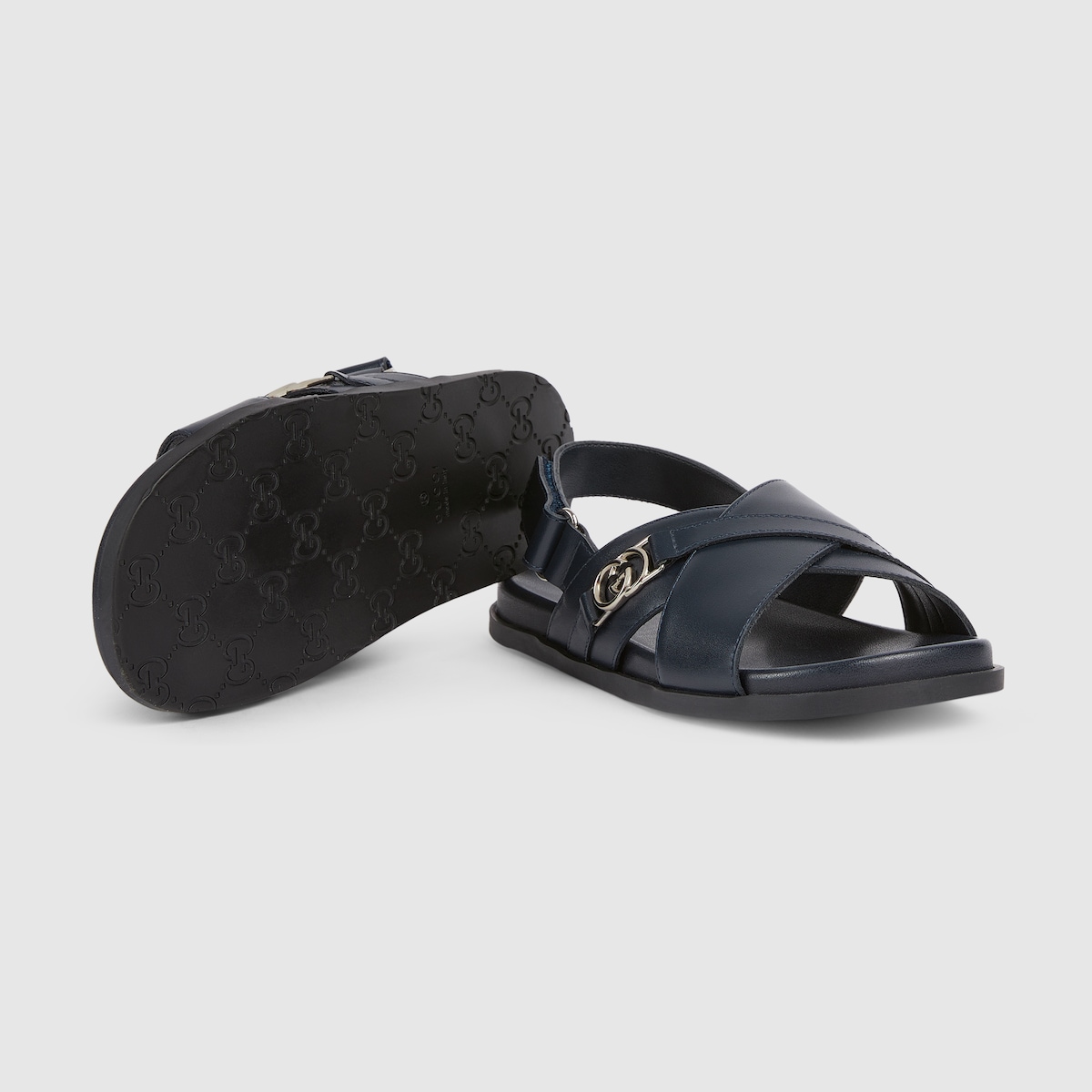 Children's sandal in dark blue leather - thumbnail 2