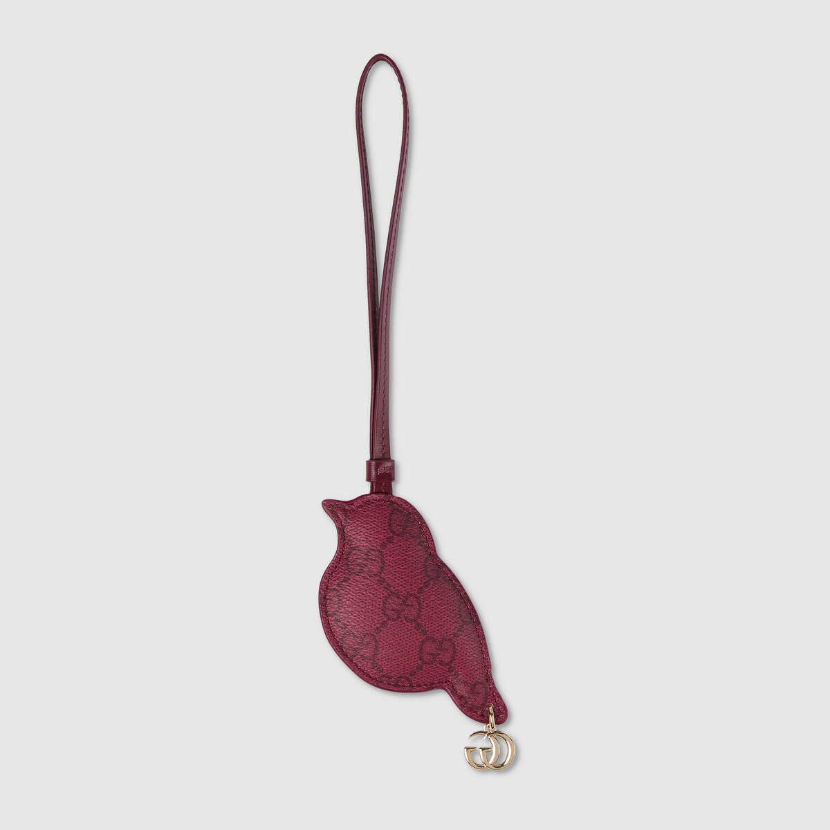 Bird-shaped bag charm in red GG fabric - thumbnail 2