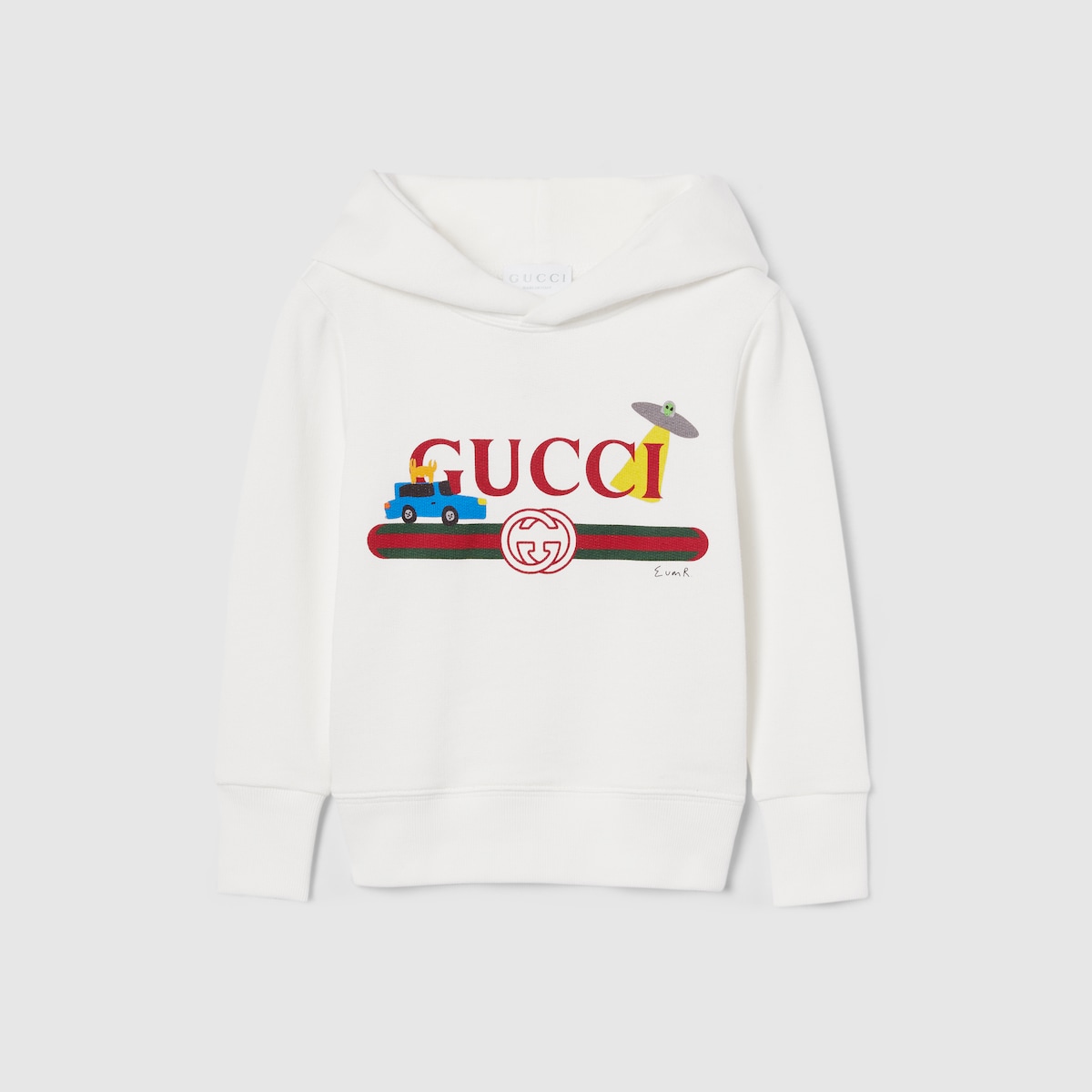 Children's cotton hooded sweatshirt in white - thumbnail 3