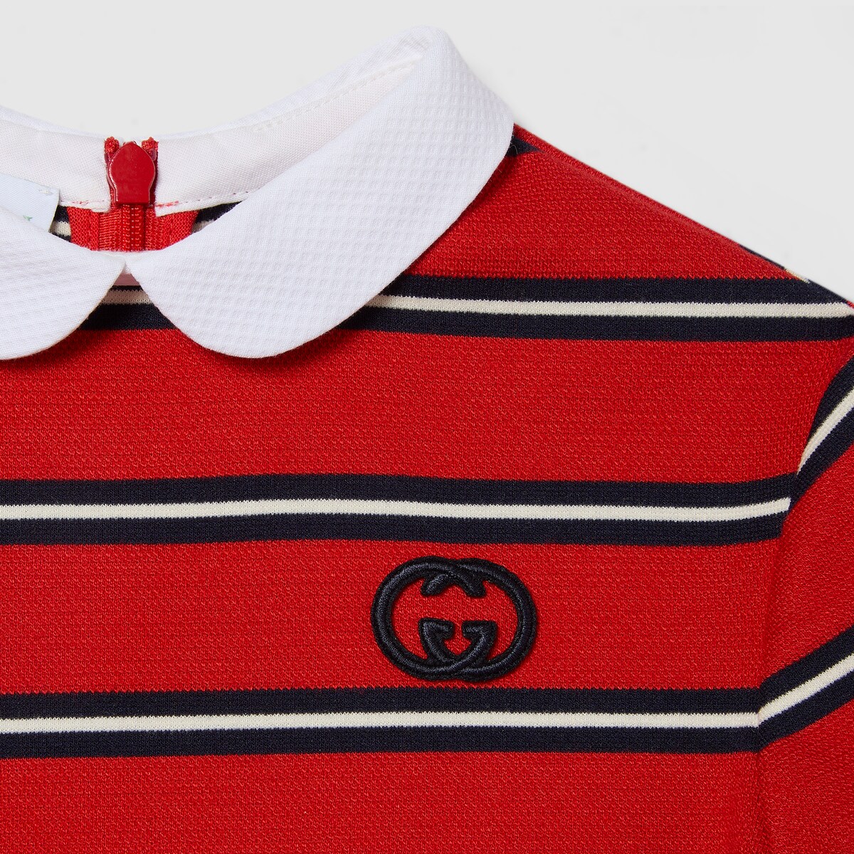Children's striped dress in red and multicolor