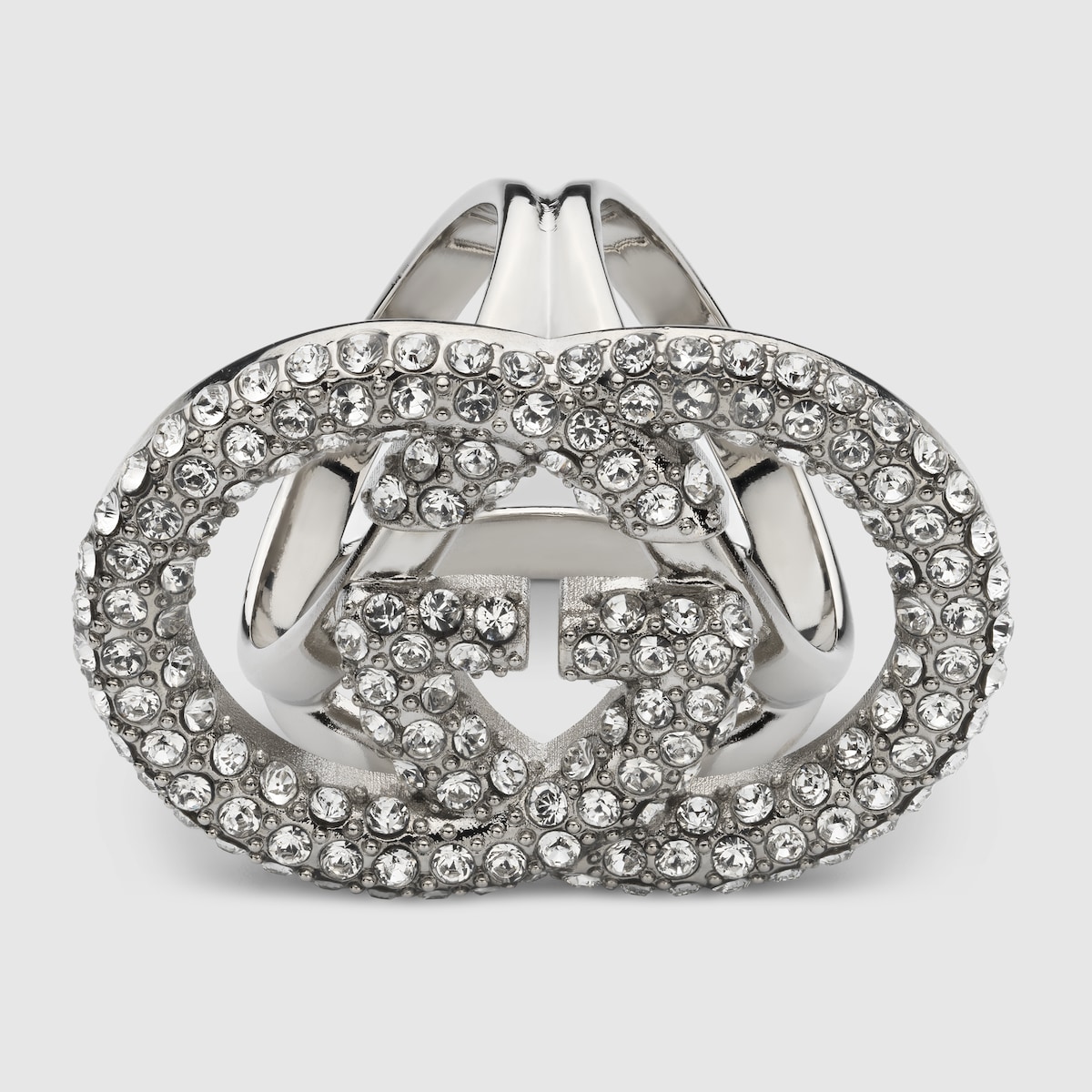 Crystal Interlocking G carré ring in silver-toned - thumbnail 4