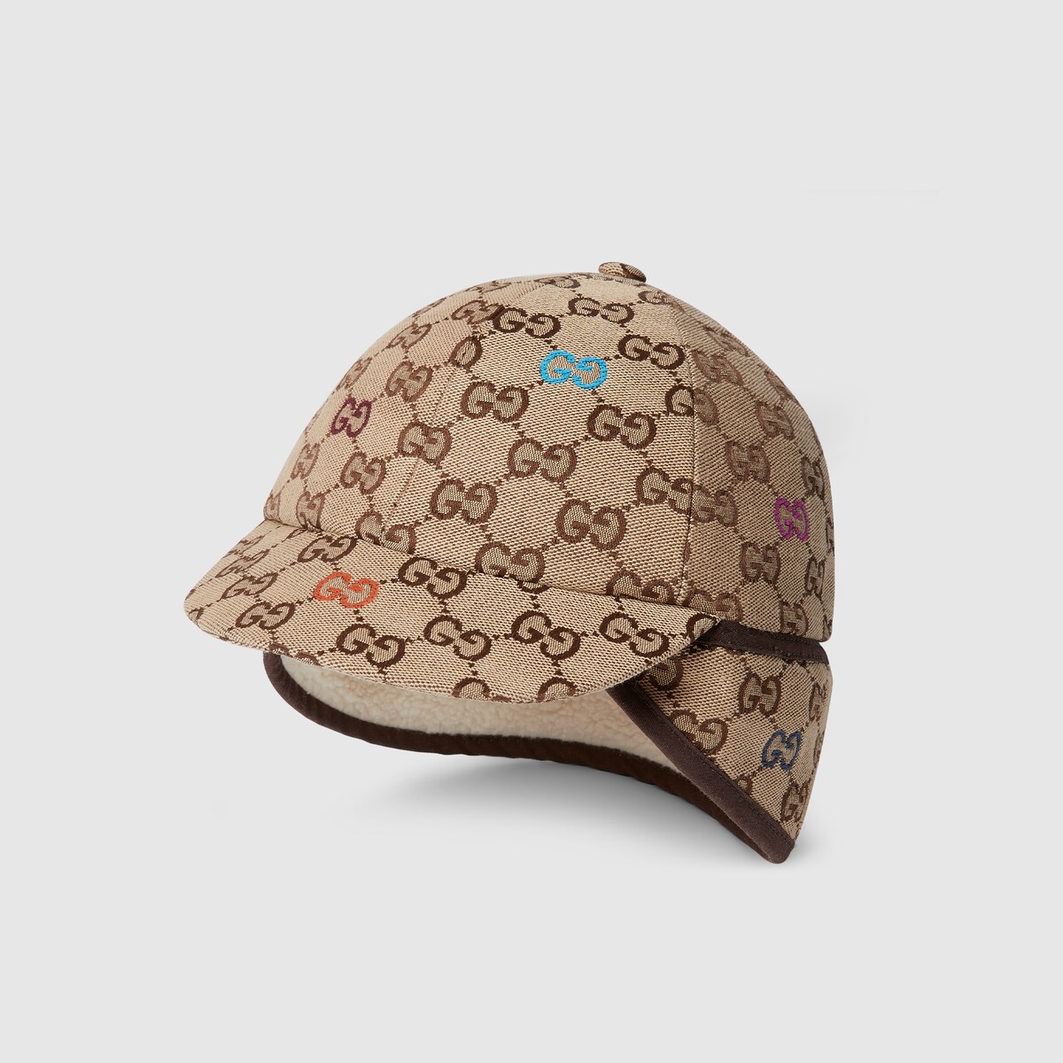 Children's GG hat in beige and dark brown - thumbnail 3