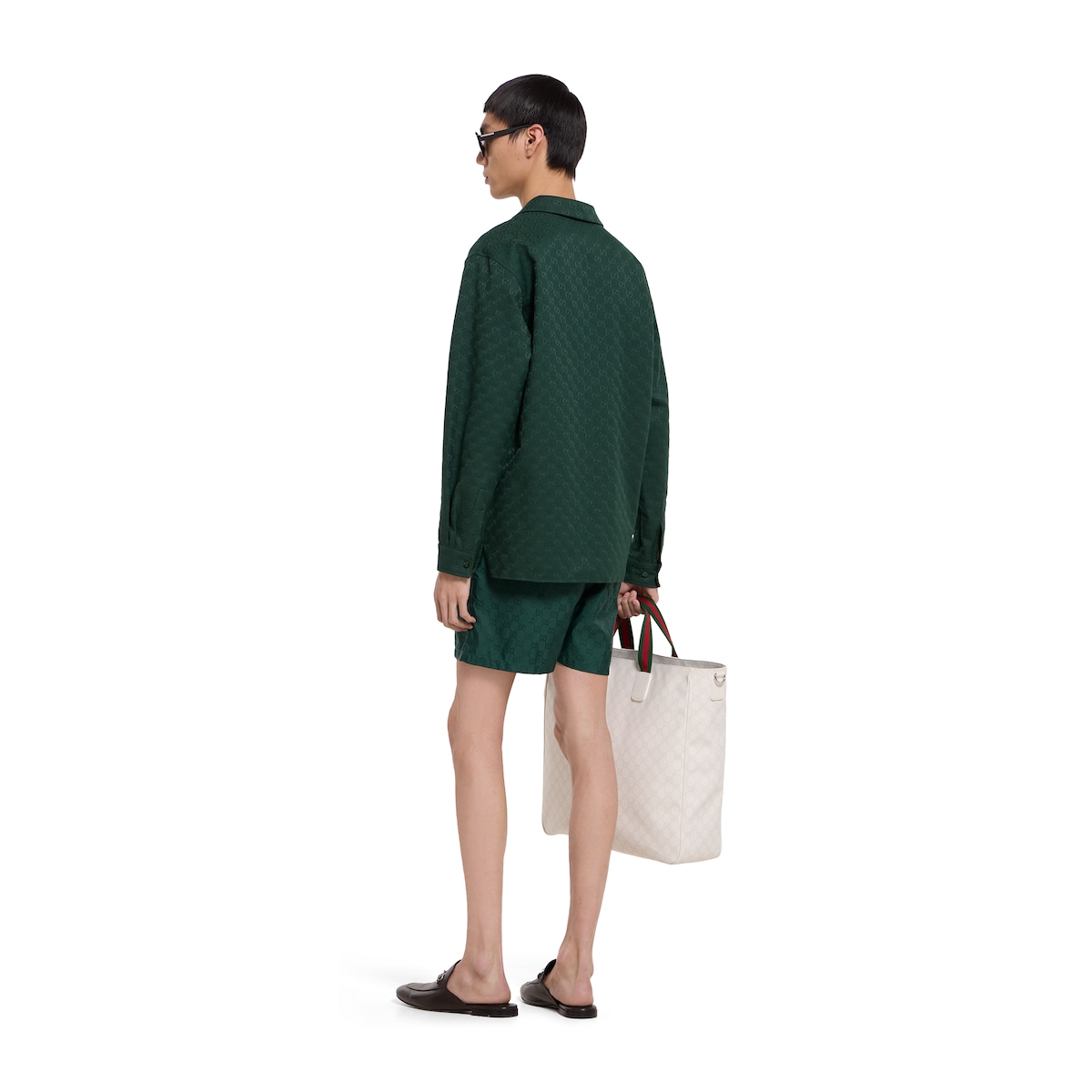 GG canvas shirt in dark green | GUCCI® SG