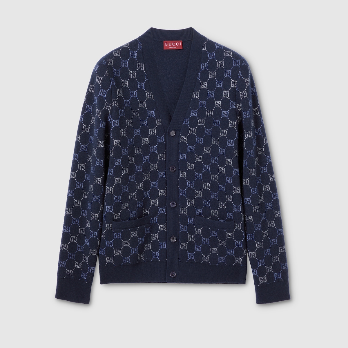 GG double wool knit sweater in dark blue | GUCCI® US