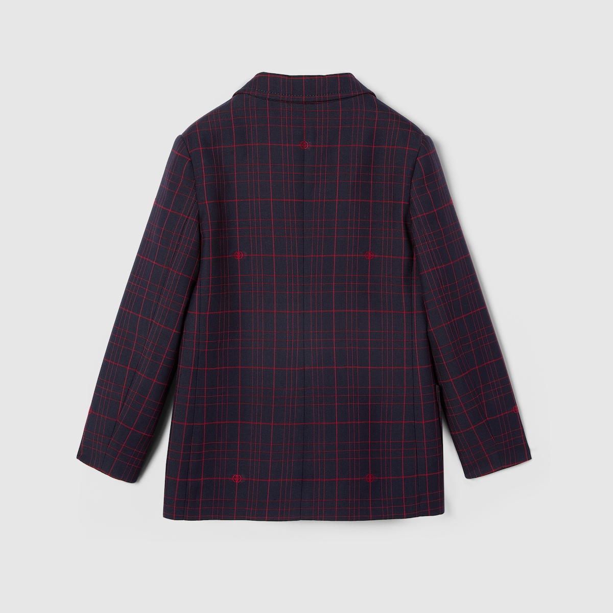 Children's Double G check wool jacket in dark blue - thumbnail 3