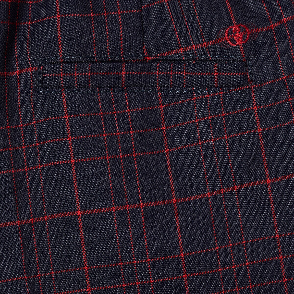 Children's Double G check wool pants in dark blue