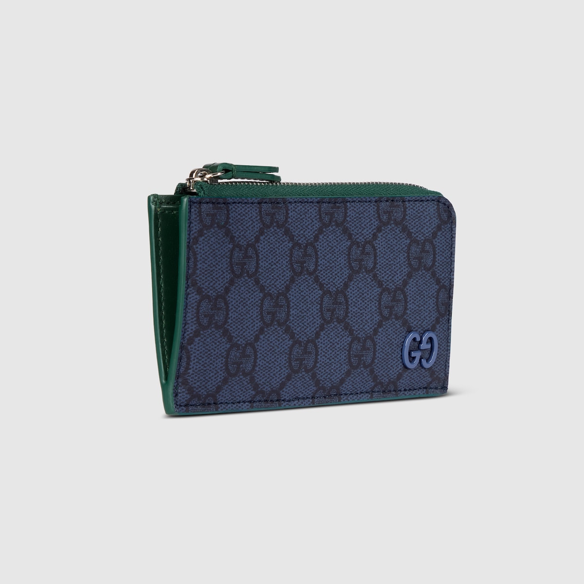 【極美品】GUCCI　GGスプリーム　ブルームス　ケース　カードケース GG ジップカードケース グリーン トリム ・ダークブルー GGスプリーム