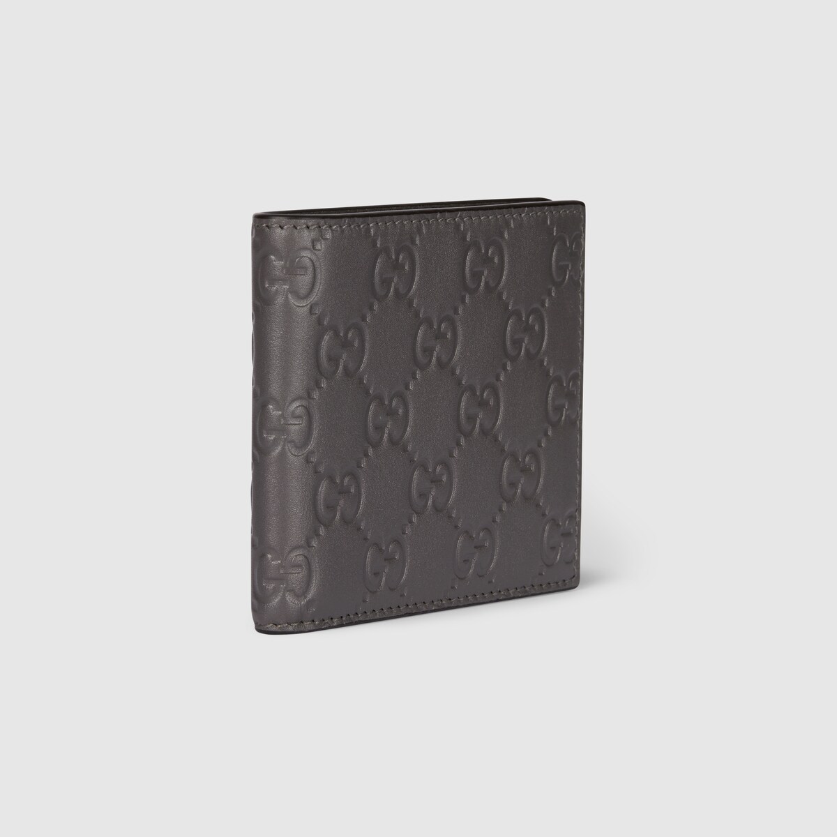 GG Emblem bi-fold wallet in grey GG leather - thumbnail 4