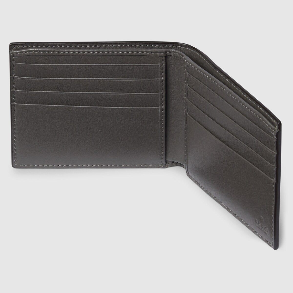 GG Emblem bi-fold wallet in grey GG leather - thumbnail 2