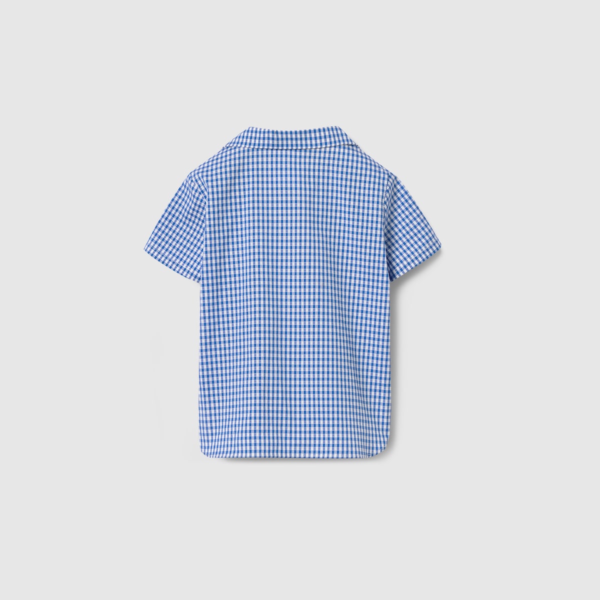 Baby gingham cotton shirt in light blue and white - thumbnail 2