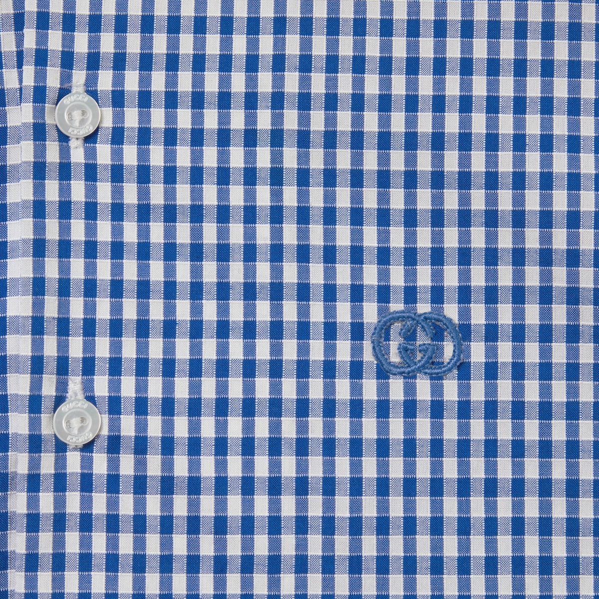 Baby gingham cotton shirt in light blue and white - thumbnail 3