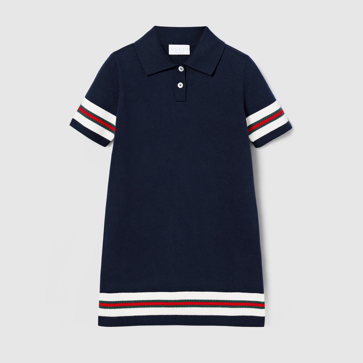 Children's cotton polo dress in dark blue - thumbnail 3