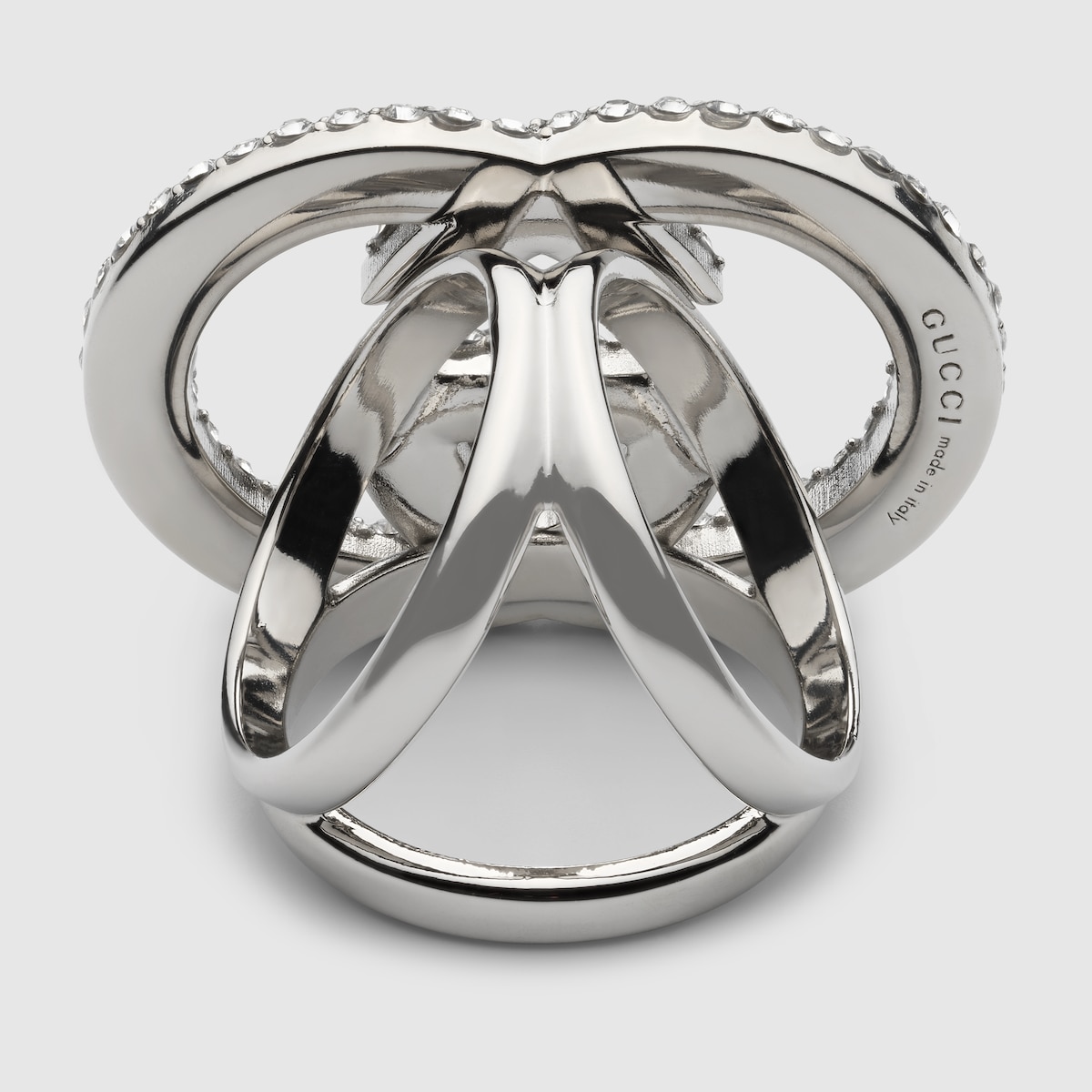 Crystal Interlocking G carré ring in silver-toned - thumbnail 2