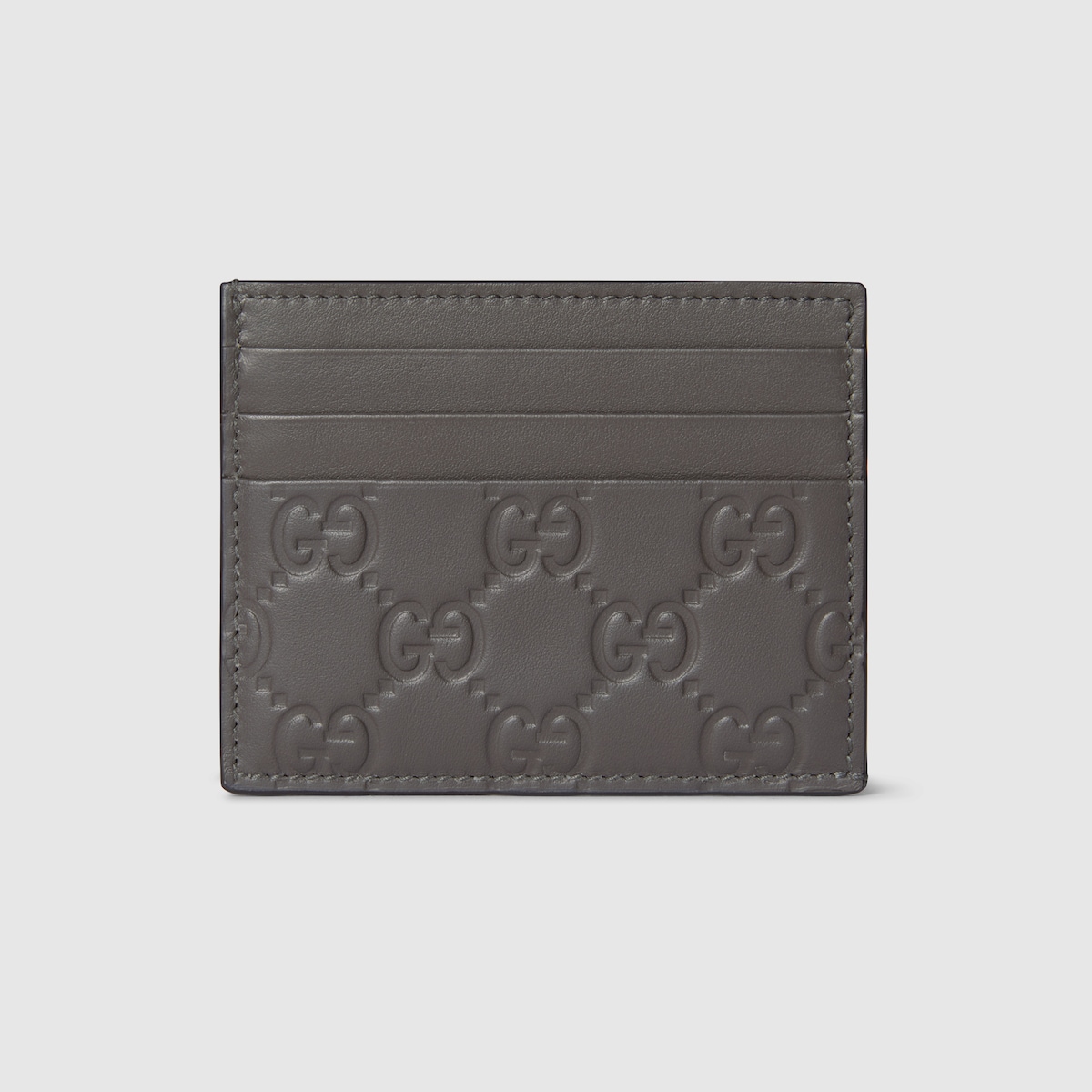 GG Emblem card case in grey GG leather - thumbnail 4