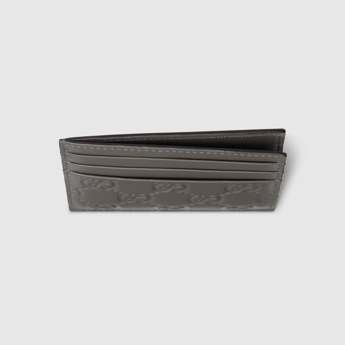 GG Emblem card case in grey GG leather - thumbnail 2