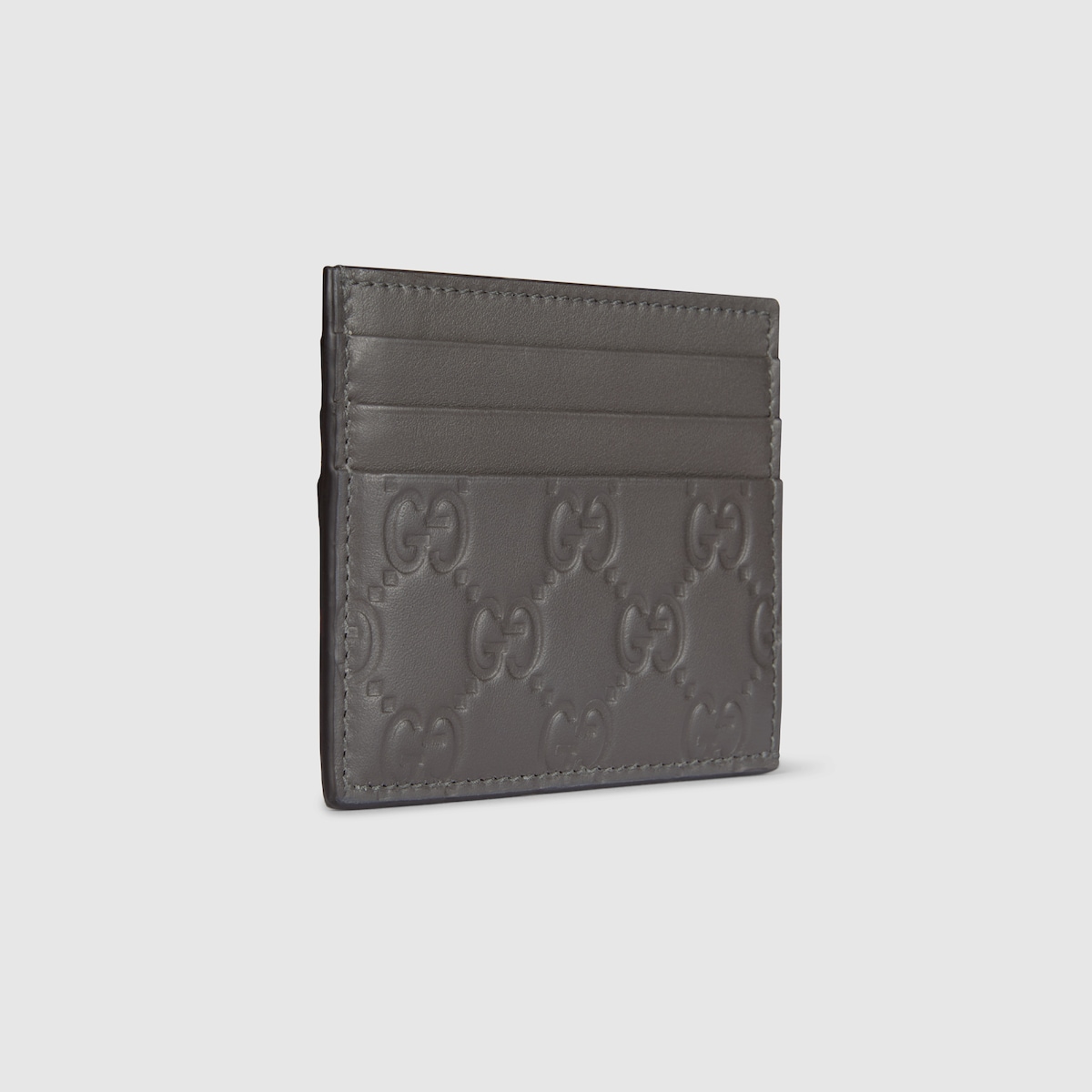 GG Emblem card case in grey GG leather - thumbnail 3