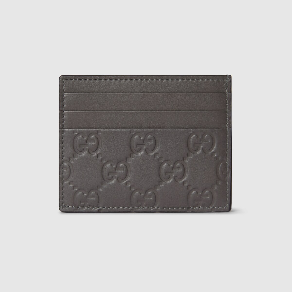 GG Emblem card case in grey GG leather
