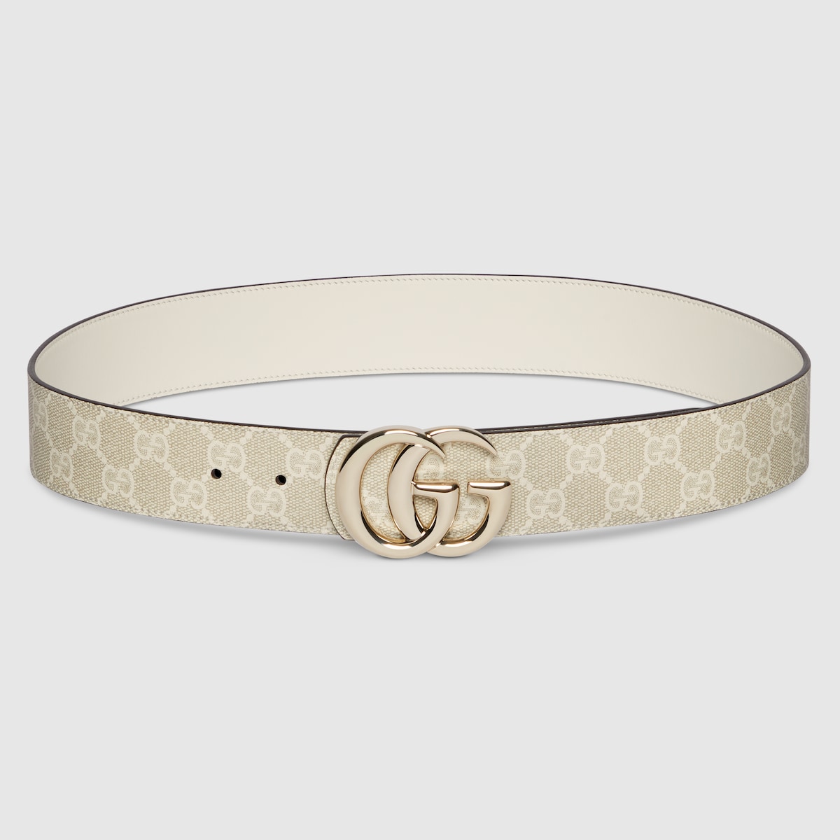 Reversible GG Marmont belt in white GG Supreme and leather | GUCCI® US