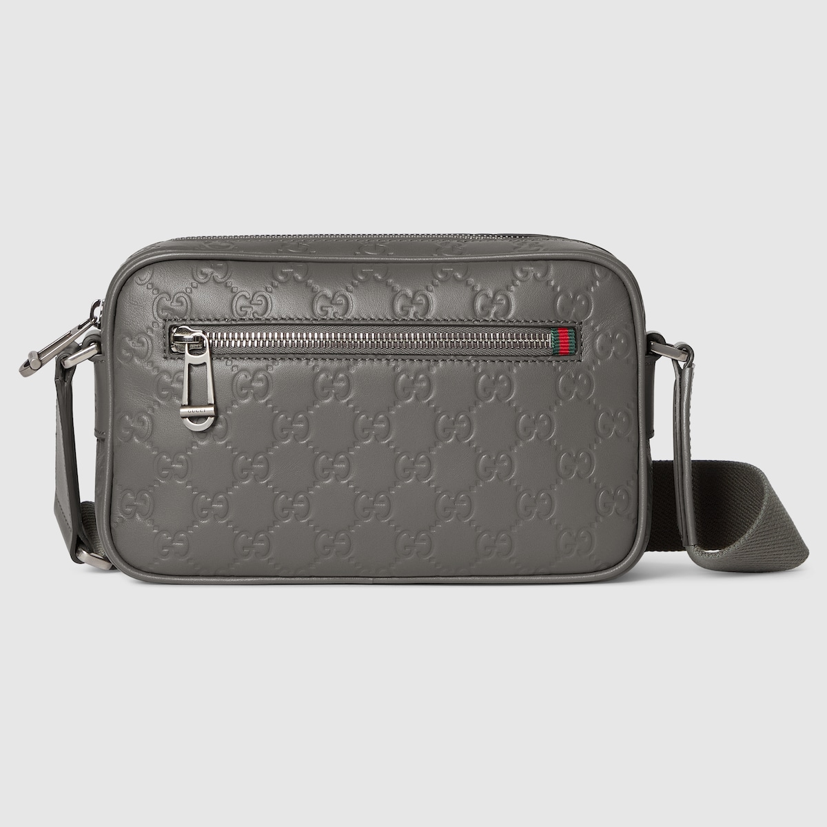 GG Emblem small crossbody bag in grey GG leather - thumbnail 5
