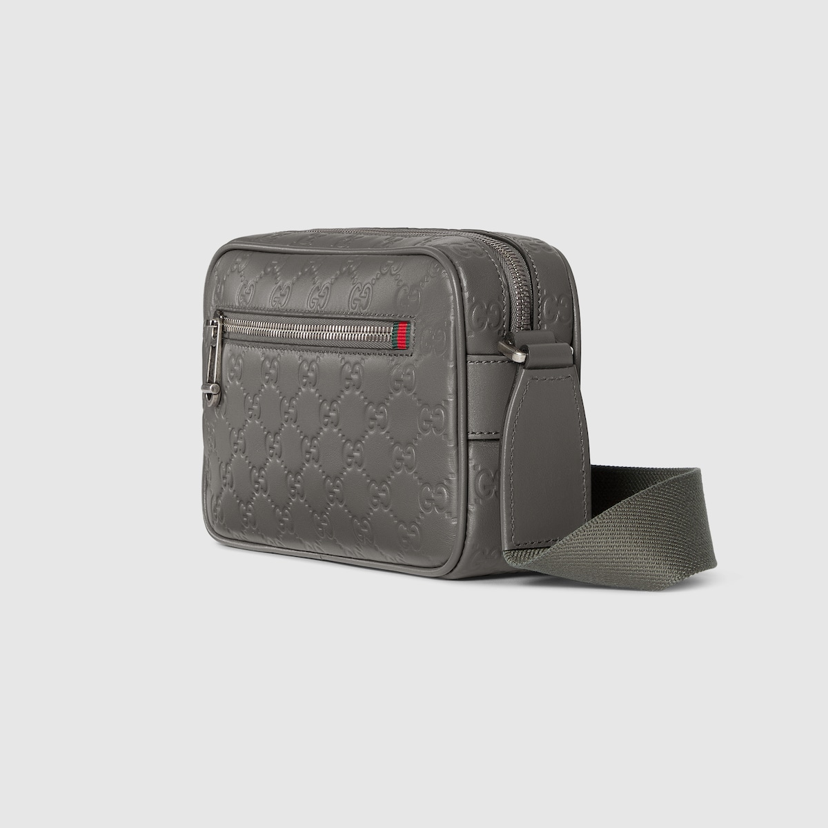 GG Emblem small crossbody bag in grey GG leather - thumbnail 6