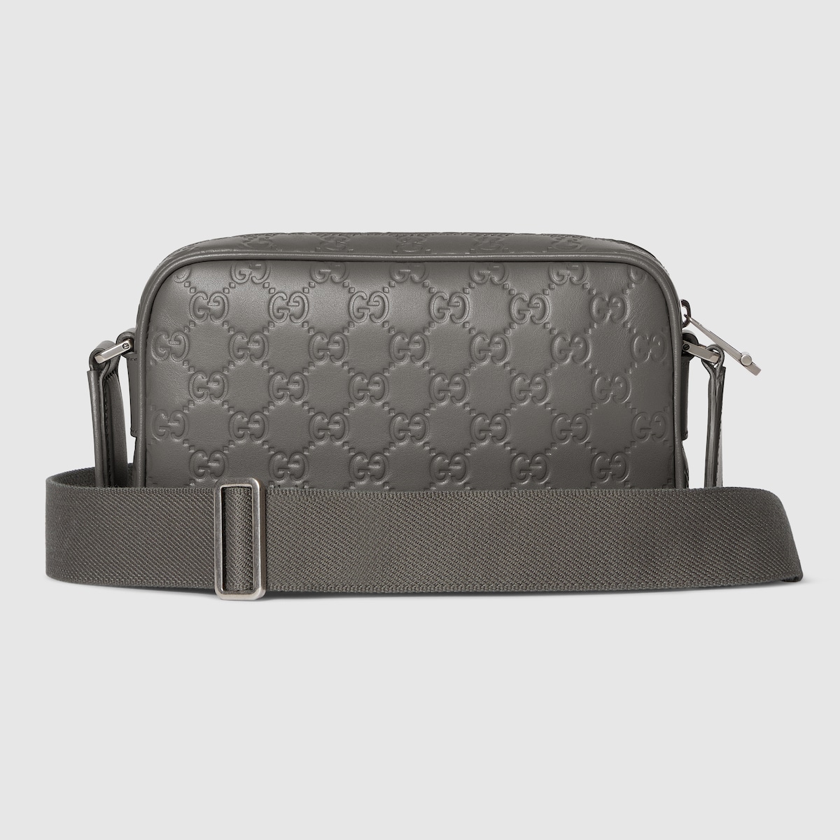 GG Emblem small crossbody bag in grey GG leather - thumbnail 4