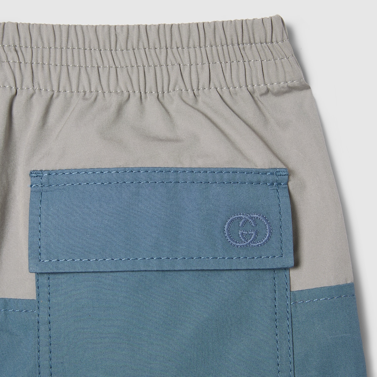 Children's cotton shorts in light grey and light blue - thumbnail 2