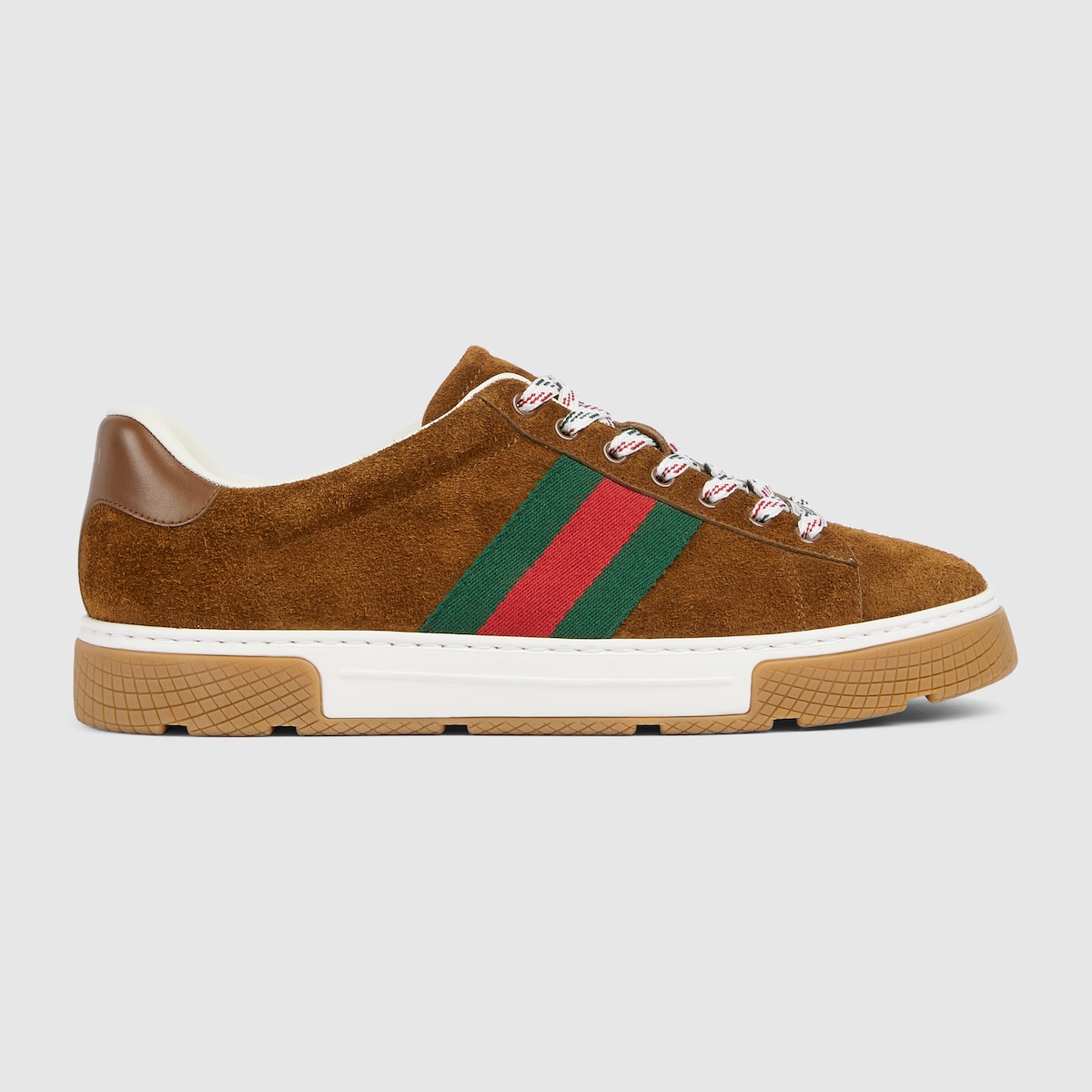 Men's Gucci Ace sneaker with Web in brown suede | GUCCI® US