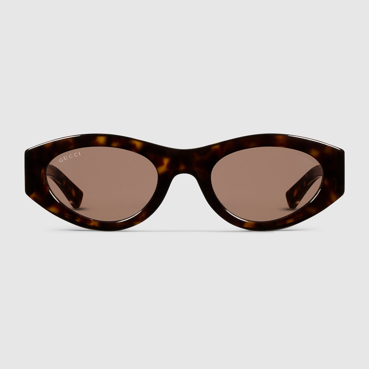 Oval frame sunglasses in brown tortoiseshell | GUCCI® US