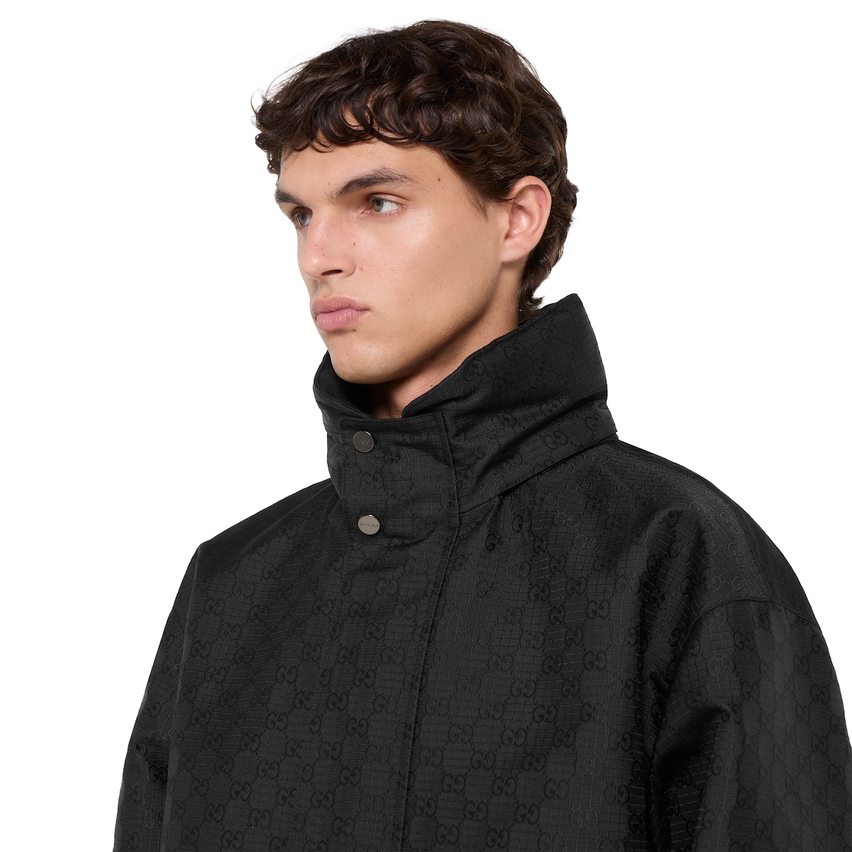 Reversible cotton ripstop zip jacket in black | GUCCI® US