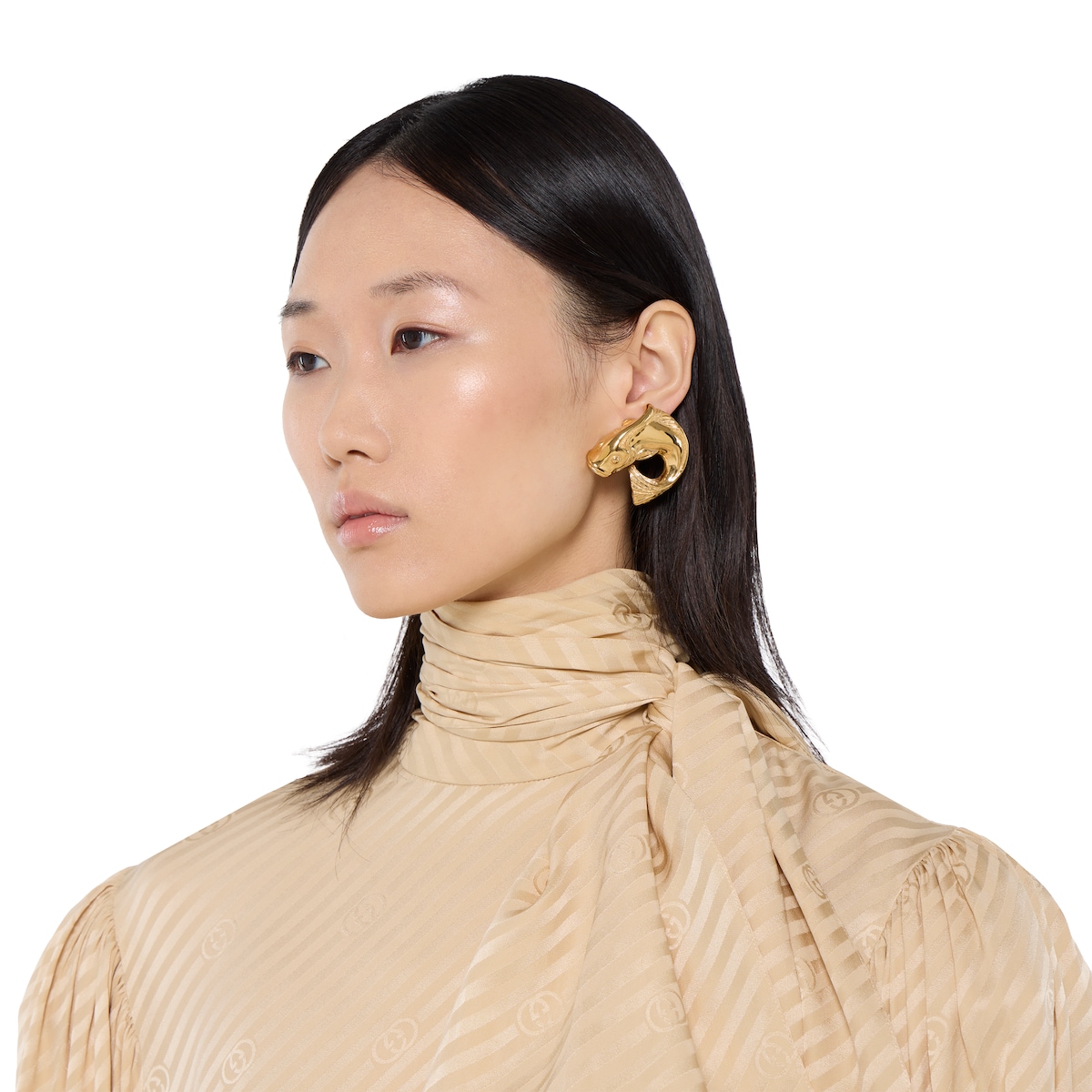 锦鲤造型耳环in 金色调黄铜| GUCCI® CZ