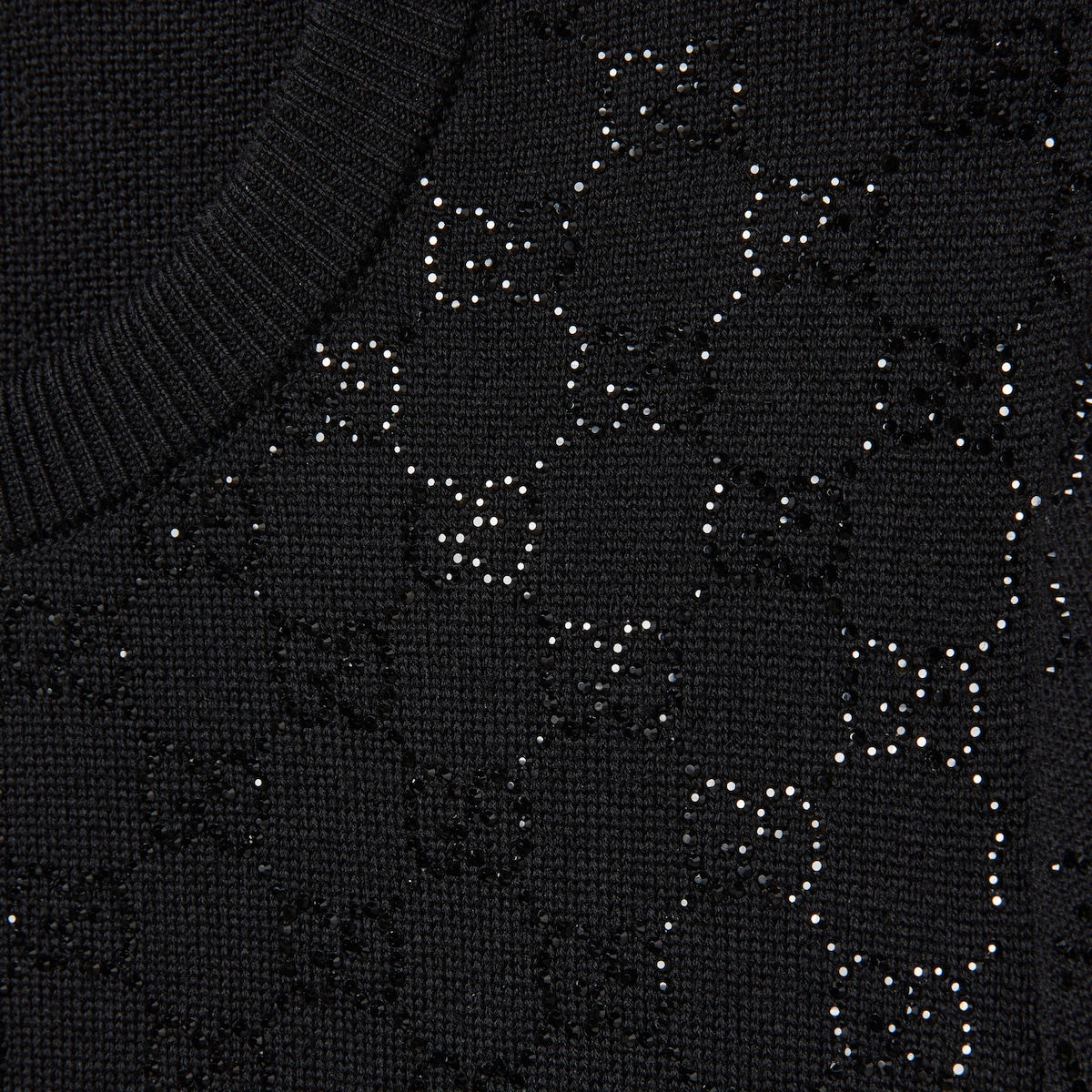 Fine wool dress with GG crystals in black
