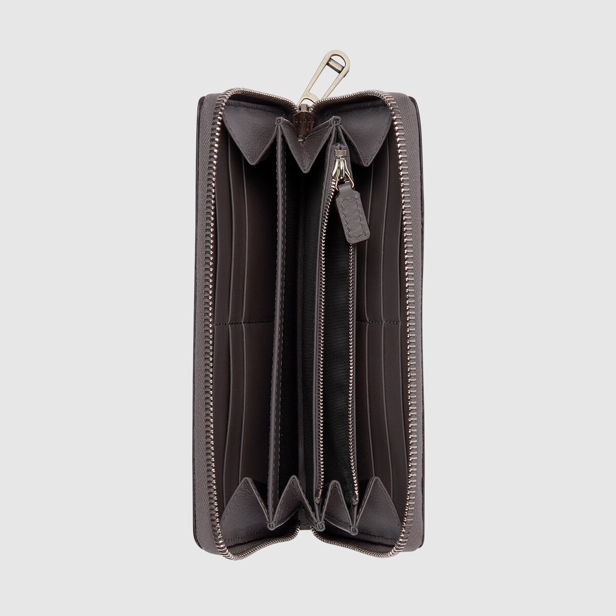 GG Emblem zip around wallet in grey GG leather - thumbnail 4
