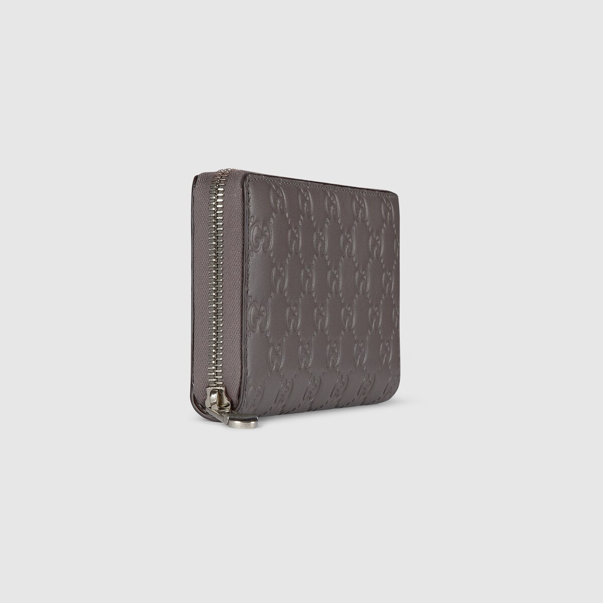 GG Emblem zip around wallet in grey GG leather - thumbnail 2