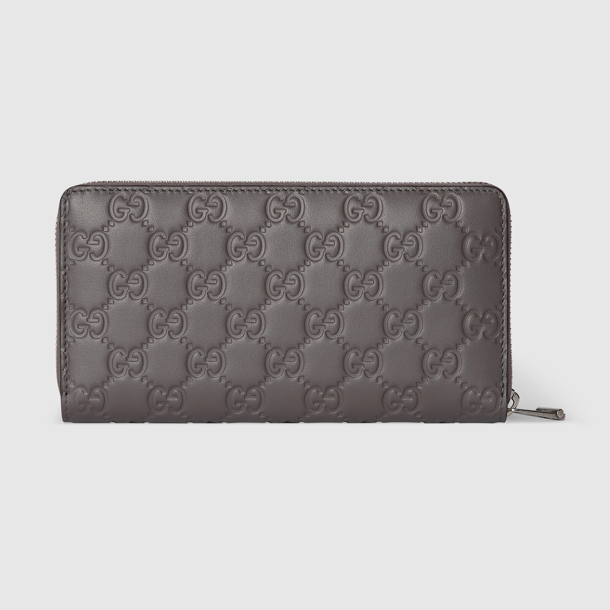 GG Emblem zip around wallet in grey GG leather