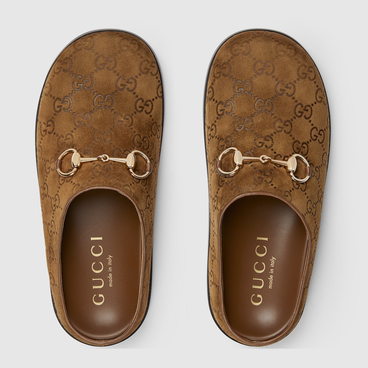 GUCCI ミュール Women's mule with Horsebit in brown GG suede | GUCCI® US