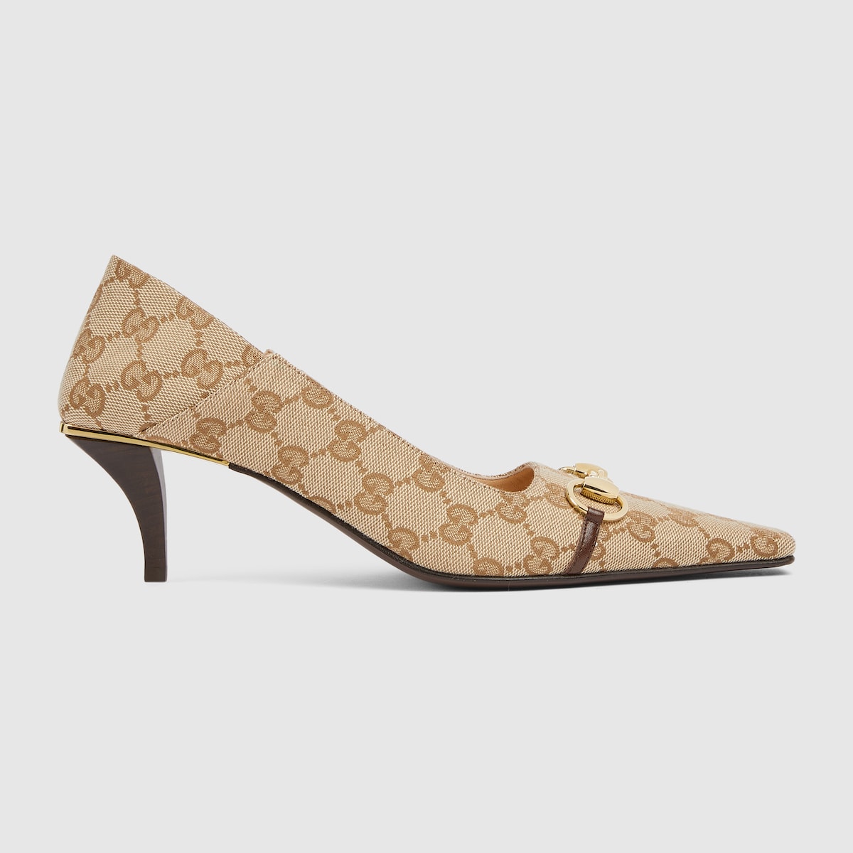 Women's Vittoria pump in sand and dark brown GG canvas | GUCCI® SG