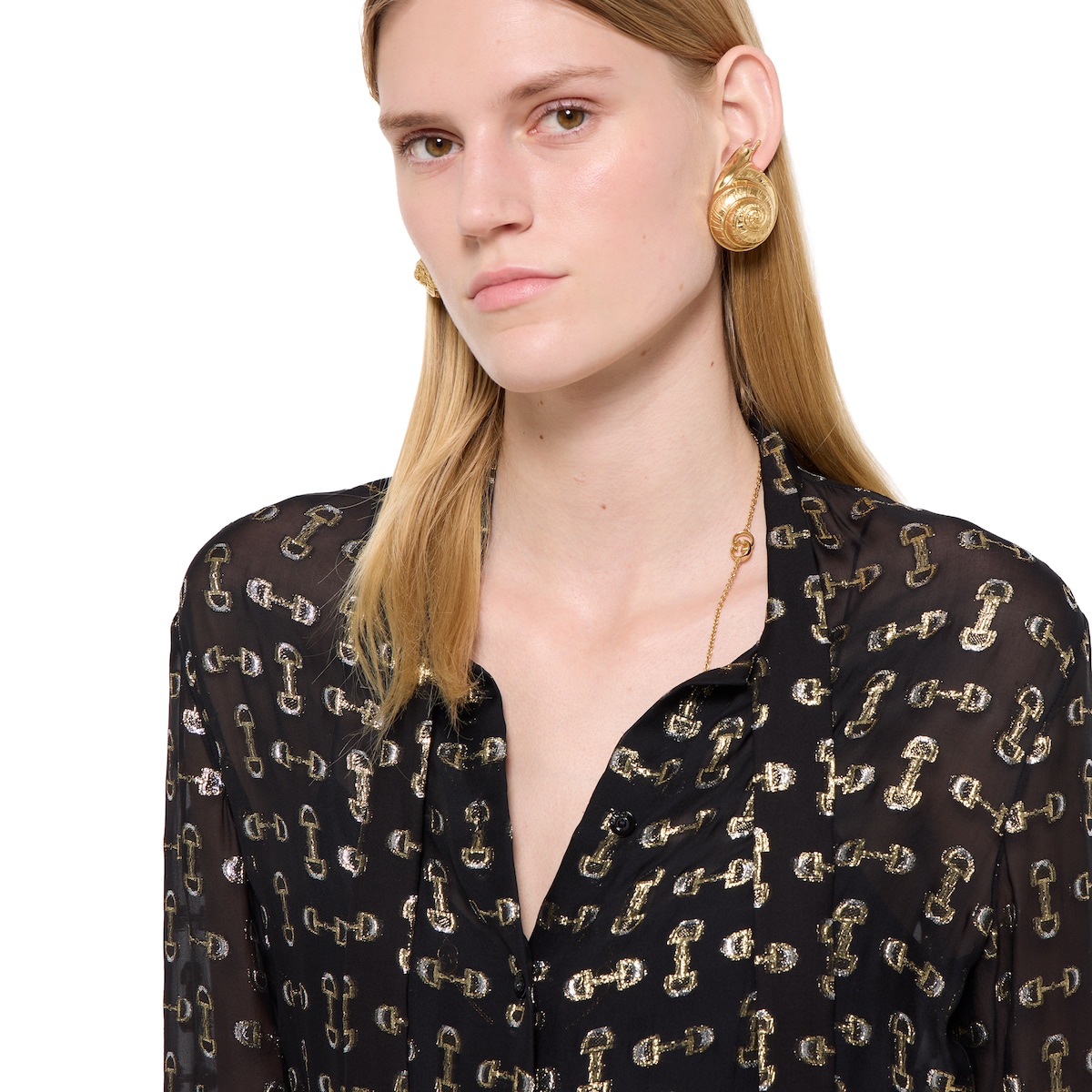 Horsebit silk coupé dress in black | GUCCI® US