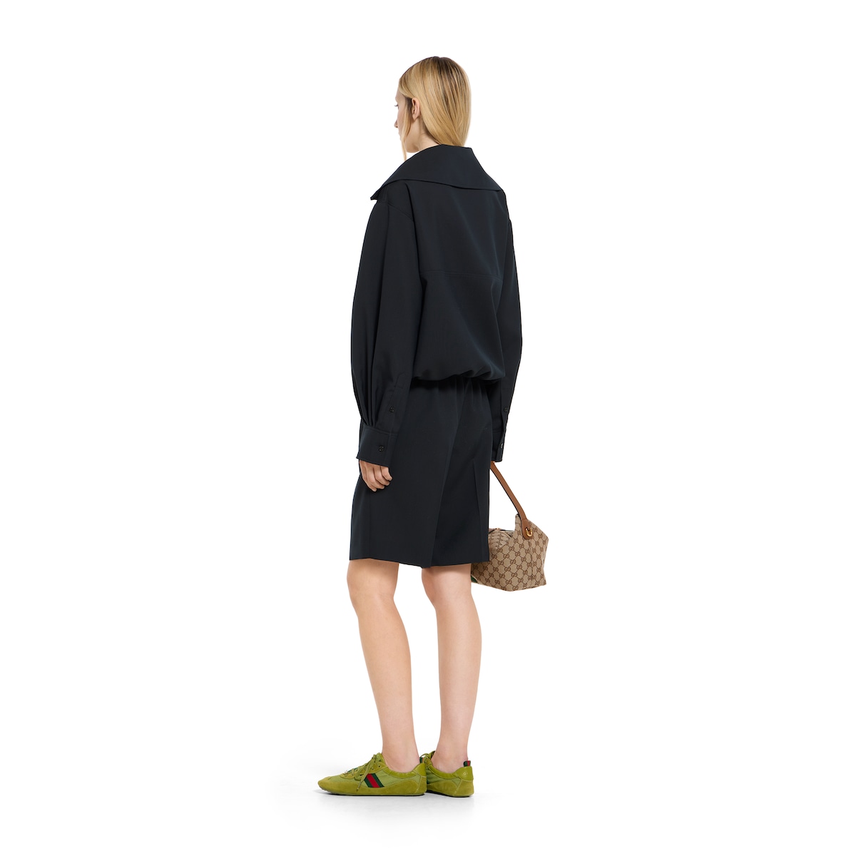 Wool sweater with Gucci detail in dark blue