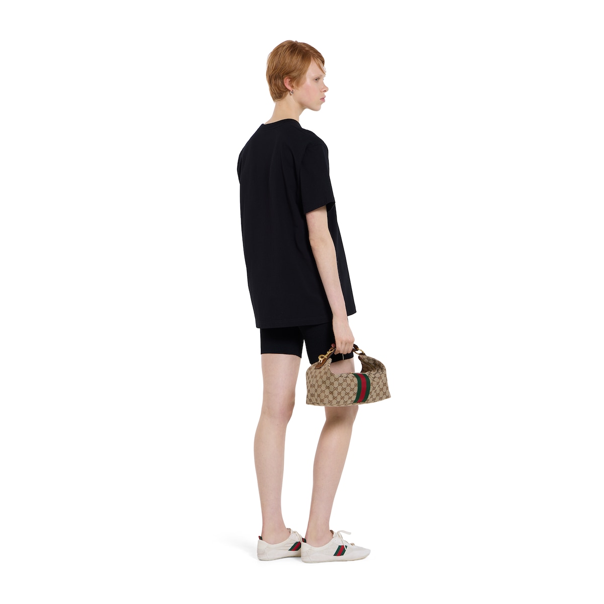 Cotton jersey T-shirt with embroidery in black | GUCCI® US